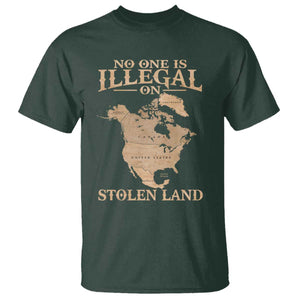 No One Is Illegal On Stolen Land T Shirt North America Vintage Map TS11 Dark Forest Green Print Your Wear
