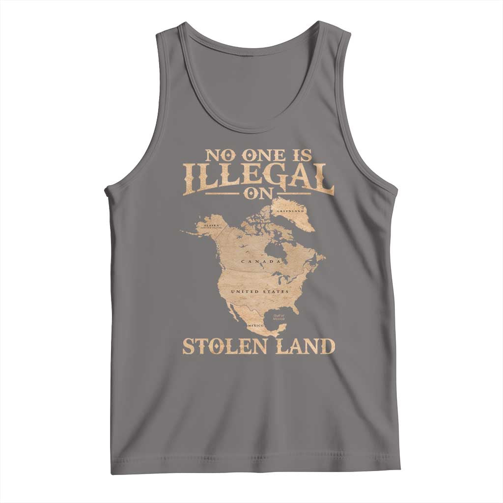 No One Is Illegal On Stolen Land Tank Top North America Vintage Map TS11 Deep Heather Print Your Wear