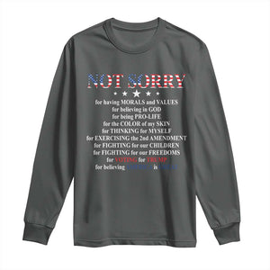 Funny Trump Supporter Long Sleeve Shirt Not Sorry For Voting For Trump Believing America Is Great TS11 Dark Heather Print Your Wear