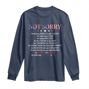 Funny Trump Supporter Long Sleeve Shirt Not Sorry For Voting For Trump Believing America Is Great TS11 Navy Print Your Wear