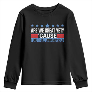 Funny Are We Great Yet Cause I Just Feel Embarrassed Youth Sweatshirt Vintage Star TS11 Black Print Your Wear