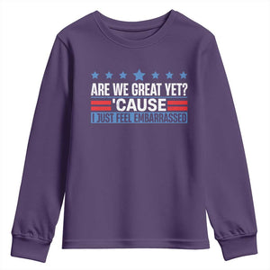 Funny Are We Great Yet Cause I Just Feel Embarrassed Youth Sweatshirt Vintage Star TS11 Purple Print Your Wear