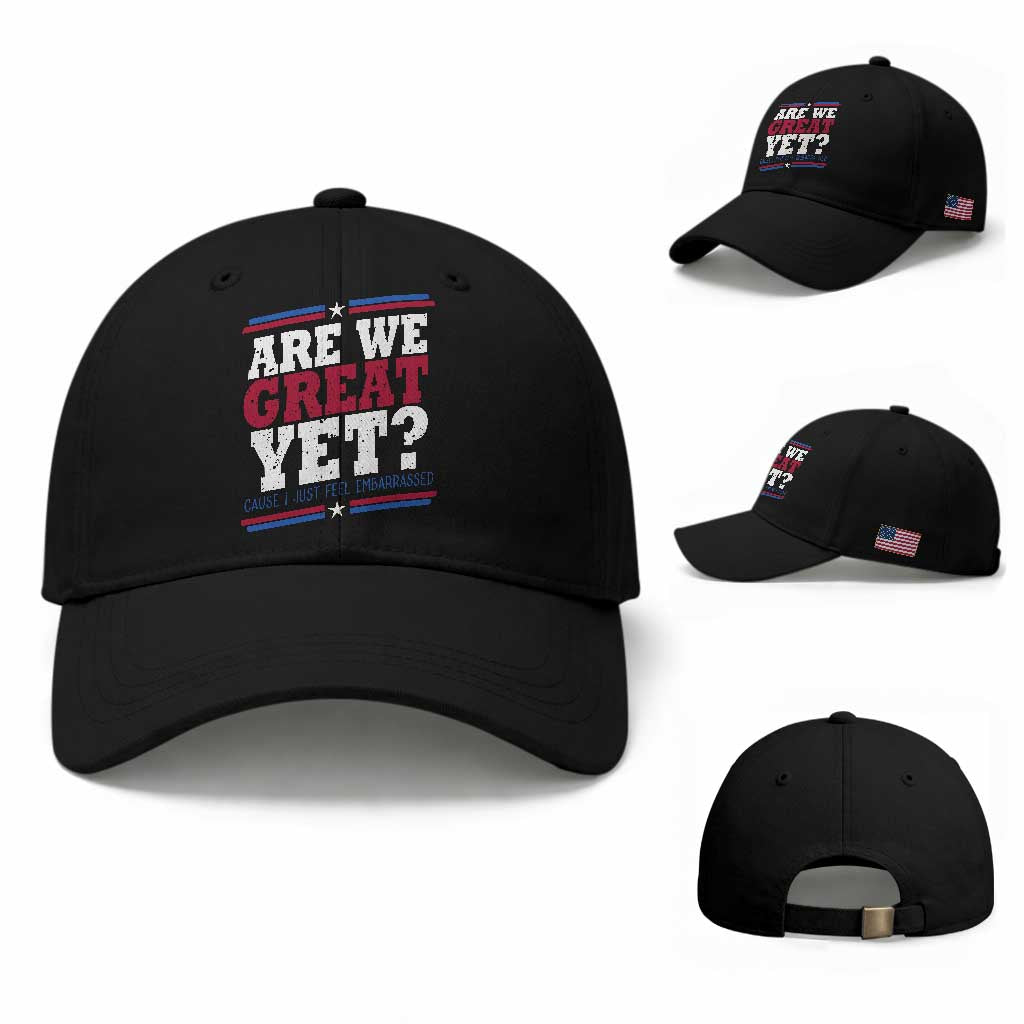 Are We Great Yet Cause I Just Feel Embarrassed Baseball Cap Vintage Stripes TS11 Baseball Cap Universal Fit Black Print Your Wear