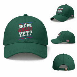 Are We Great Yet Cause I Just Feel Embarrassed Baseball Cap Vintage Stripes TS11 Baseball Cap Universal Fit Irish Green Print Your Wear