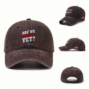 Are We Great Yet Cause I Just Feel Embarrassed Washed Cotton Baseball Cap Vintage Stripes TS11 Washed Cap Universal Fit Dark Brown Print Your Wear