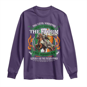 Irish Pride Long Sleeve Shirt The Devil Whispers You Can't Withstand The Storm The Irishman Replies TS11 Purple Print Your Wear