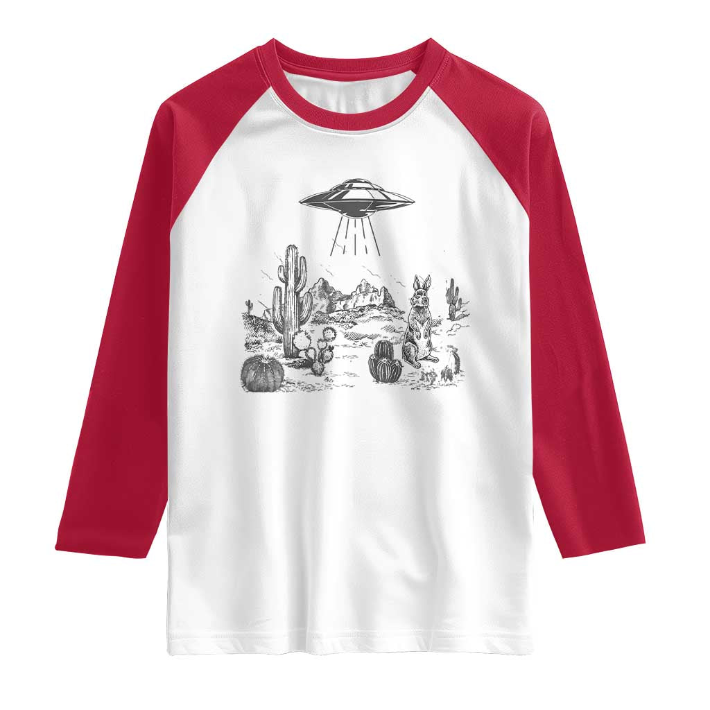 Funny Western Easter Day UFO Bunny Alien Raglan Shirt TS11 White Red Print Your Wear