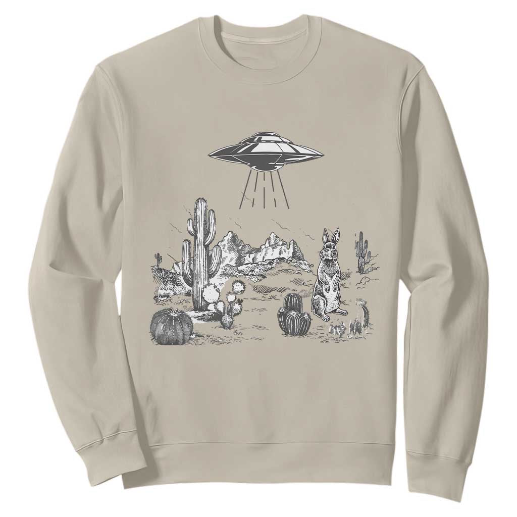 Funny Western Easter Day UFO Bunny Alien Sweatshirt TS11 Sand Print Your Wear