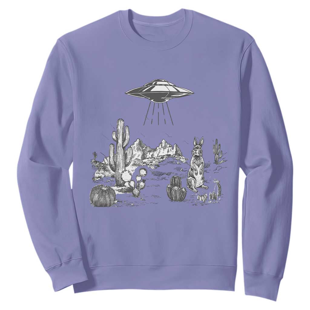Funny Western Easter Day UFO Bunny Alien Sweatshirt TS11 Violet Print Your Wear