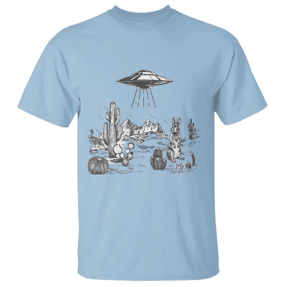 Funny Western Easter Day UFO Bunny Alien T Shirt TS11 Light Blue Print Your Wear