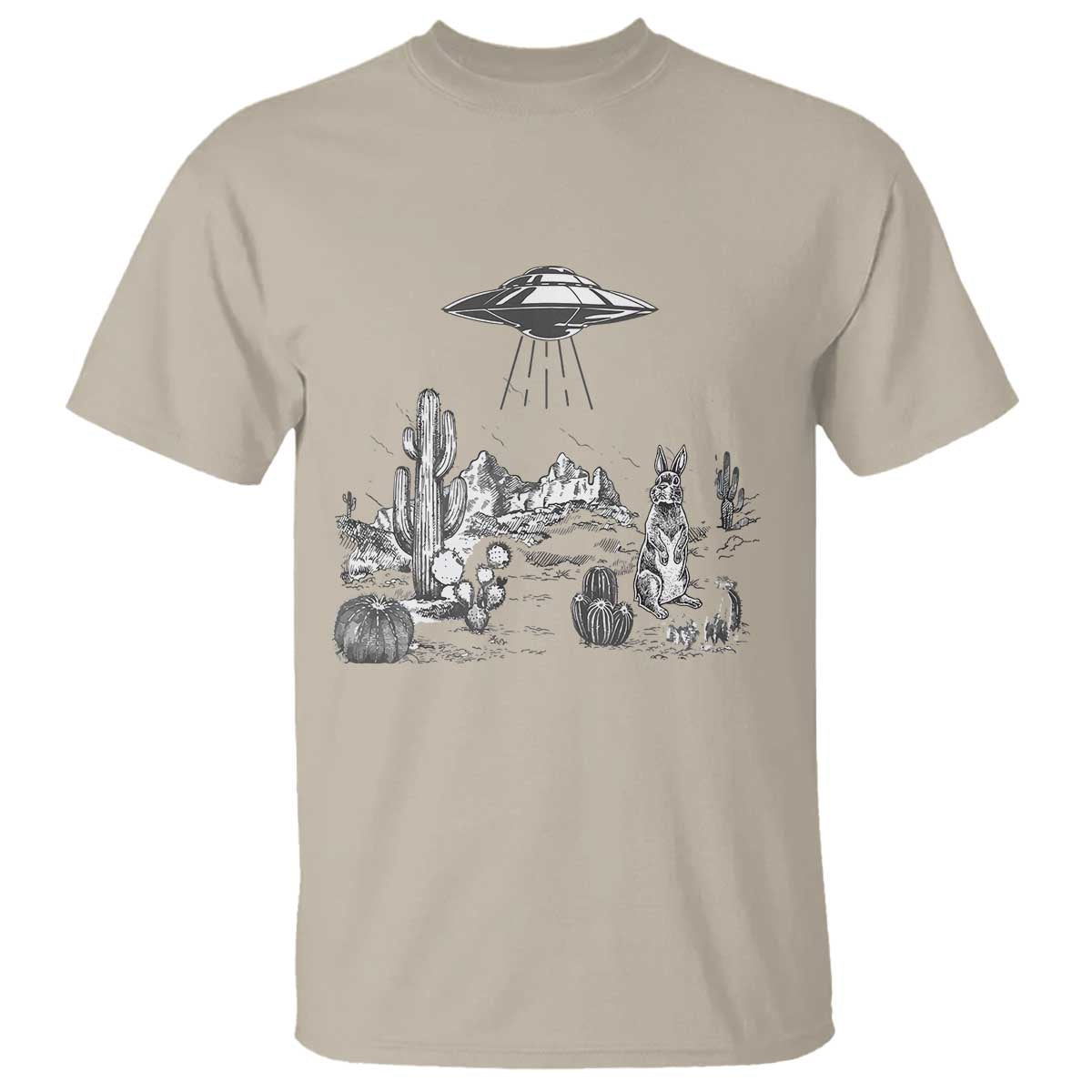 Funny Western Easter Day UFO Bunny Alien T Shirt TS11 Sand Print Your Wear