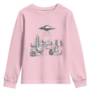 Funny Western Easter Day UFO Bunny Alien Youth Sweatshirt TS11 Light Pink Print Your Wear