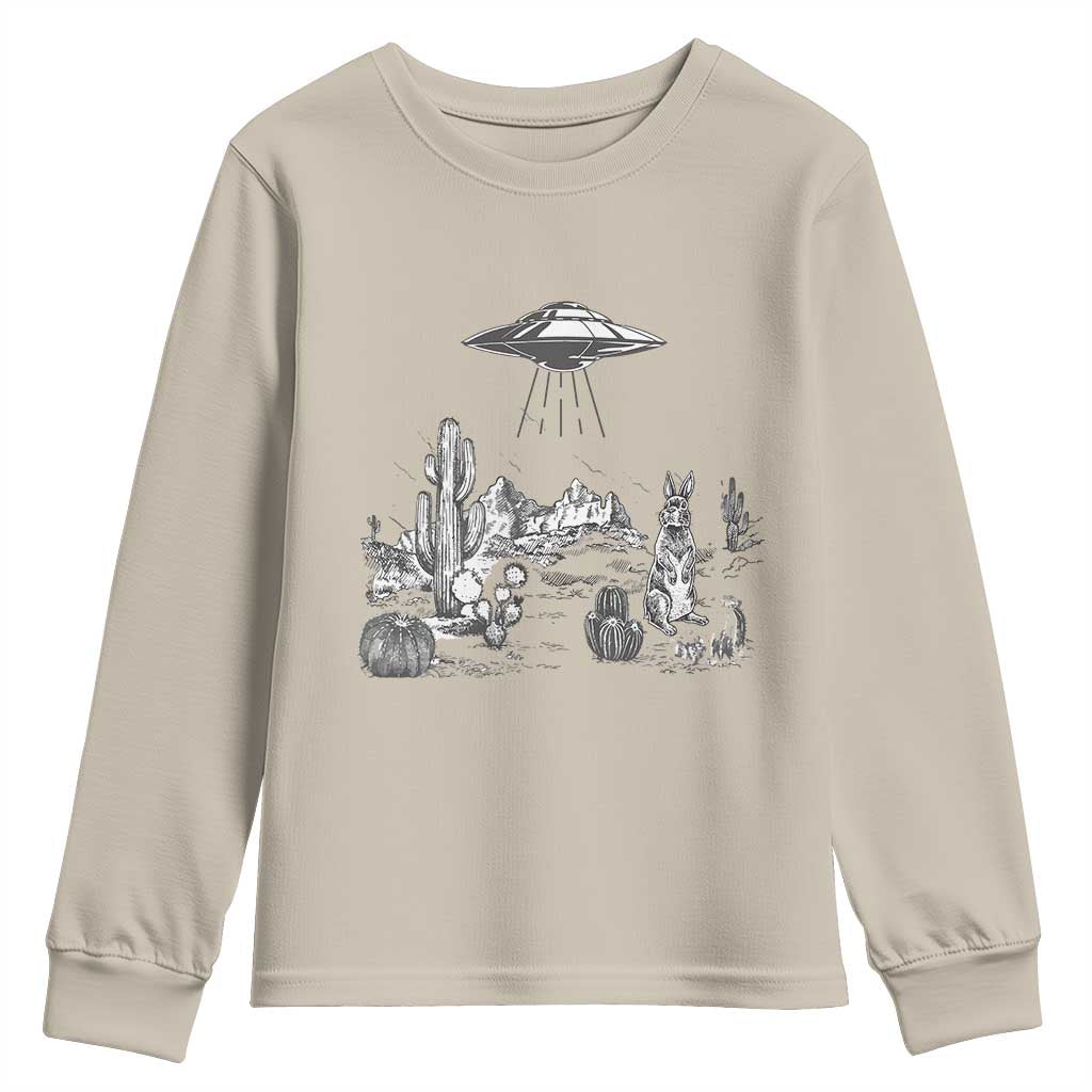 Funny Western Easter Day UFO Bunny Alien Youth Sweatshirt TS11 Sand Print Your Wear