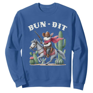 Funny Easter Day Western Sweatshirt Bun-dit Country Rabbit Cowboy Rodeo TS11 Royal Blue Print Your Wear