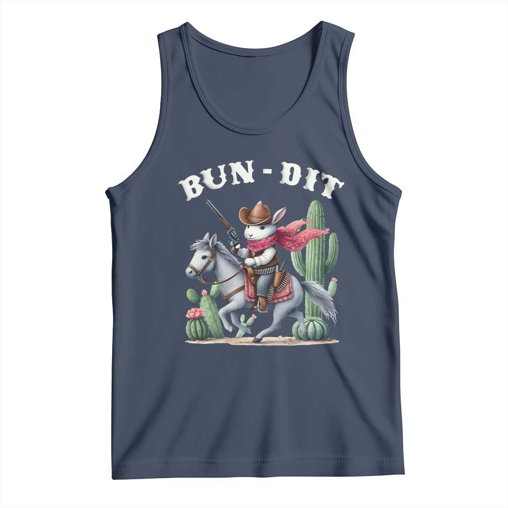 Funny Easter Day Western Tank Top Bun-dit Country Rabbit Cowboy Rodeo TS11 Navy Print Your Wear