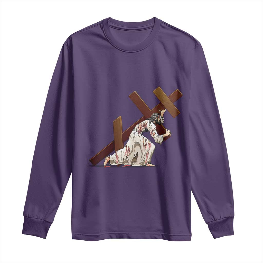 Orthodox Easter Jesus Is Carrying The Orthodox Cross Long Sleeve Shirt TS11 Purple Print Your Wear