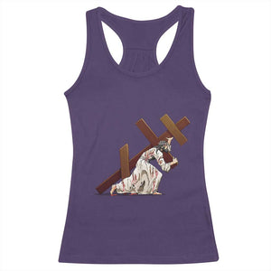 Orthodox Easter Jesus Is Carrying The Orthodox Cross Racerback Tank Top TS11 Purple Print Your Wear