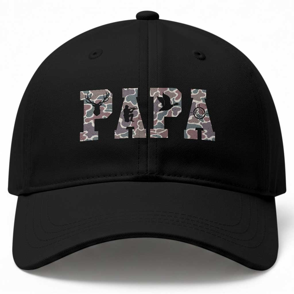Funny Papa Hunting Baseball Cap Deer Hunter Father's Day Camouflage Flag TS11 Print Your Wear