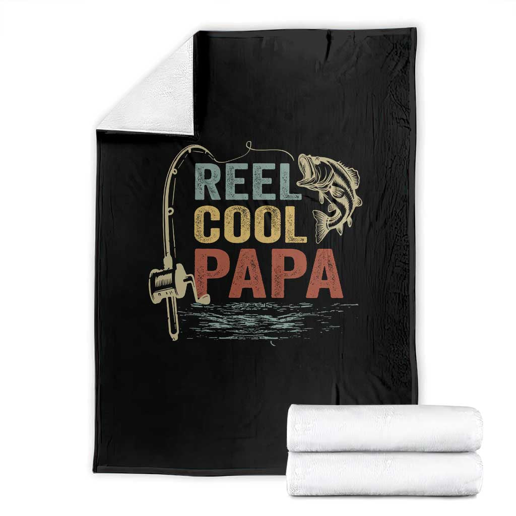 Funny Reel Cool Papa Throw Blanket Fishing Dad Fisherman Father's Day TS11 Black Print Your Wear
