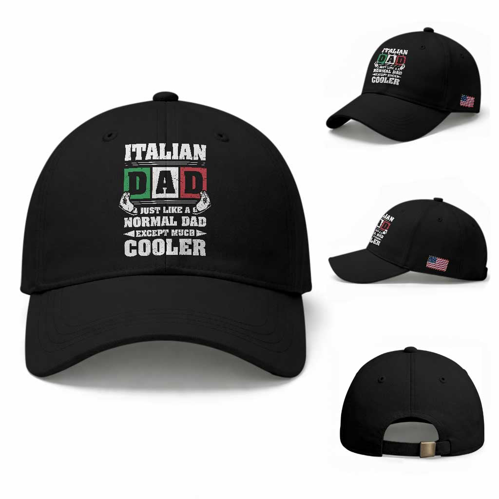 Funny Italian Dad Just Like A Normal Dad Except Much Cooler Baseball Cap Pinched Fingers Father's Day TS11 Baseball Cap Universal Fit Black Print Your Wear