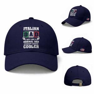 Funny Italian Dad Just Like A Normal Dad Except Much Cooler Baseball Cap Pinched Fingers Father's Day TS11 Baseball Cap Universal Fit Dark Blue Print Your Wear