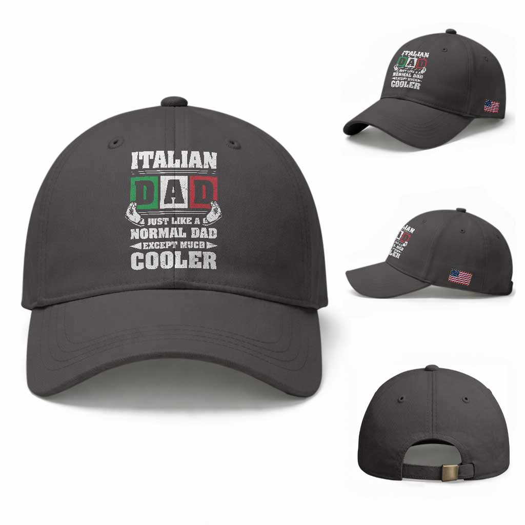 Funny Italian Dad Just Like A Normal Dad Except Much Cooler Baseball Cap Pinched Fingers Father's Day TS11 Baseball Cap Universal Fit Dark Gray Print Your Wear