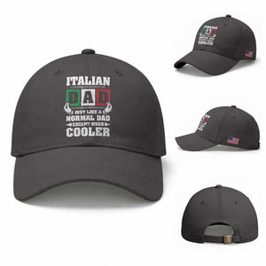 Funny Italian Dad Just Like A Normal Dad Except Much Cooler Baseball Cap Pinched Fingers Father's Day TS11 Baseball Cap Universal Fit Dark Gray Print Your Wear