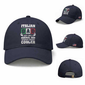 Funny Italian Dad Just Like A Normal Dad Except Much Cooler Baseball Cap Pinched Fingers Father's Day TS11 Baseball Cap Universal Fit Navy Print Your Wear