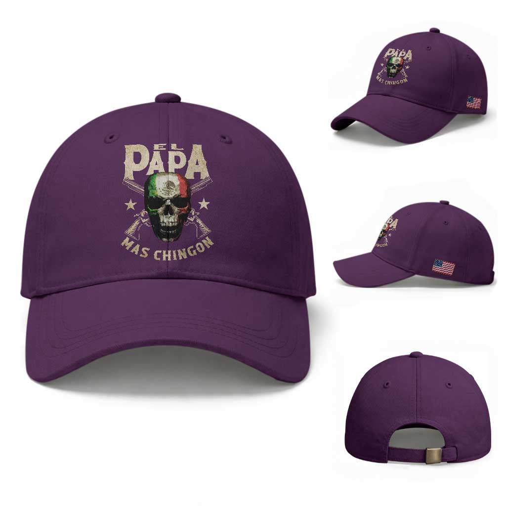 Funny Mexican Dad Baseball Cap El Papa Mas Chingon Vintage Mexico Skull TS11 Baseball Cap Universal Fit Purple Print Your Wear