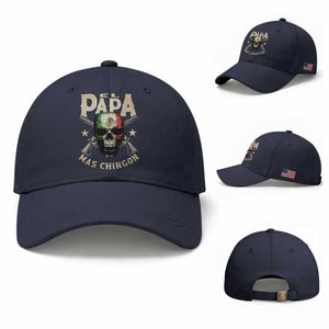 Funny Mexican Dad Baseball Cap El Papa Mas Chingon Vintage Mexico Skull TS11 Baseball Cap Universal Fit Navy Print Your Wear