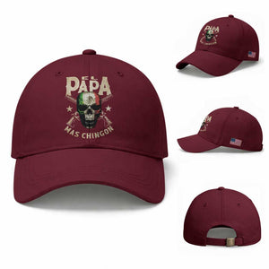 Funny Mexican Dad Baseball Cap El Papa Mas Chingon Vintage Mexico Skull TS11 Baseball Cap Universal Fit Maroon Print Your Wear