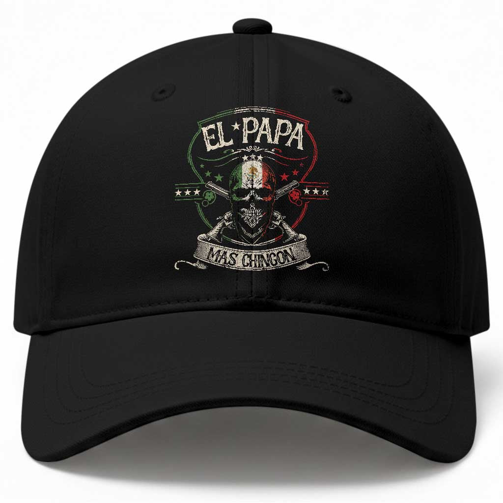 Funny El Papa Mas Chingon Baseball Cap Best Mexican Dad Fathers Day Skull TS11 Print Your Wear
