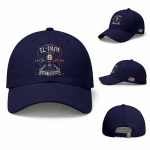 Funny El Papa Mas Chingon Baseball Cap Best Mexican Dad Fathers Day Skull TS11 Baseball Cap Universal Fit Dark Blue Print Your Wear