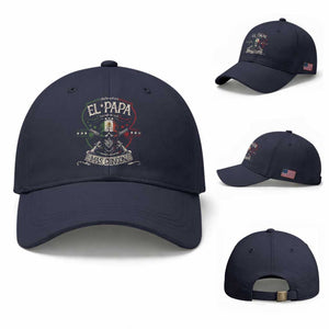Funny El Papa Mas Chingon Baseball Cap Best Mexican Dad Fathers Day Skull TS11 Baseball Cap Universal Fit Navy Print Your Wear