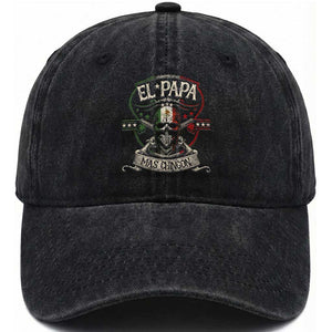 Funny El Papa Mas Chingon Washed Cotton Baseball Cap Best Mexican Dad Fathers Day Skull TS11 Print Your Wear