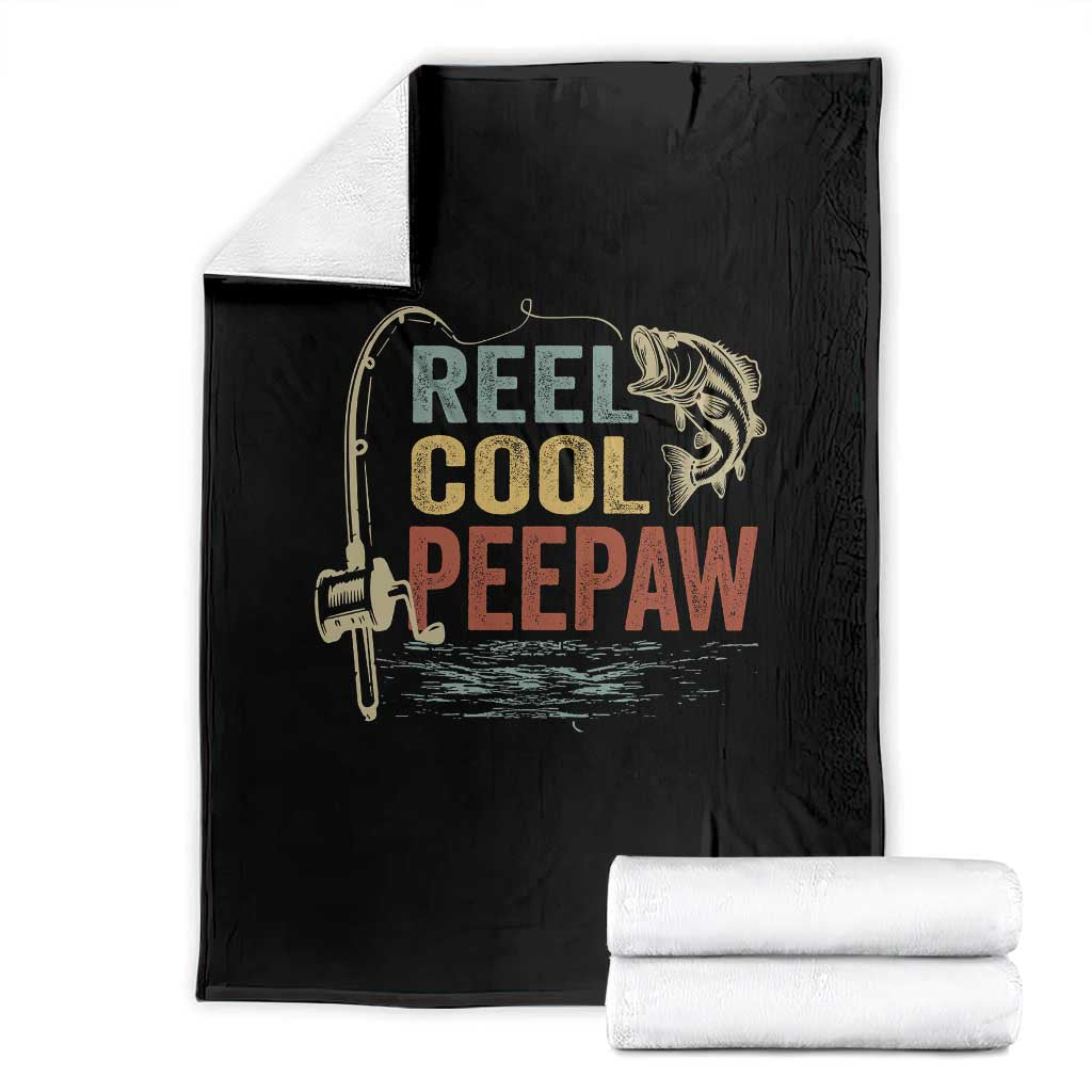 Funny Reel Cool Peepaw Throw Blanket Fishing Grandpa Fisherman Father's Day TS11 Black Print Your Wear