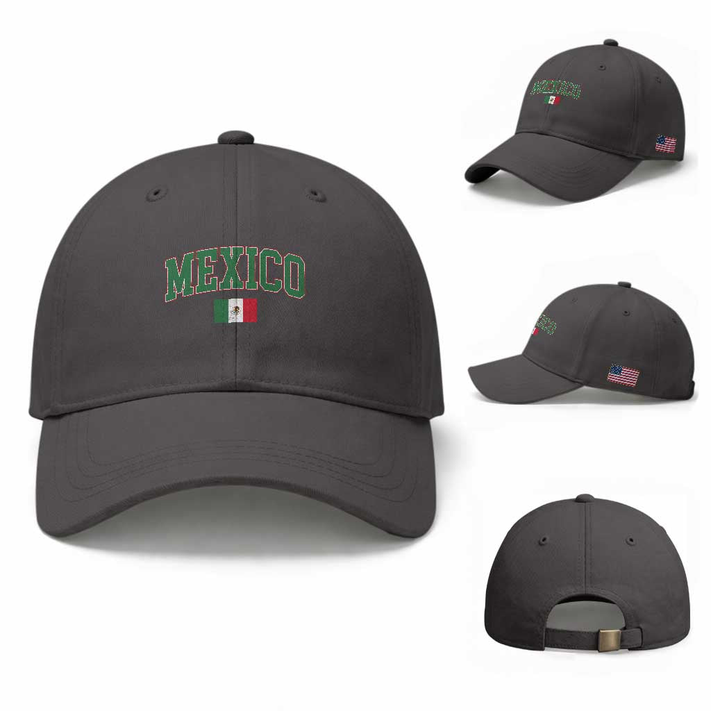 Mexico Flag Vintage Mexican Pride Heritage Baseball Cap TS11 Baseball Cap Universal Fit Dark Gray Print Your Wear