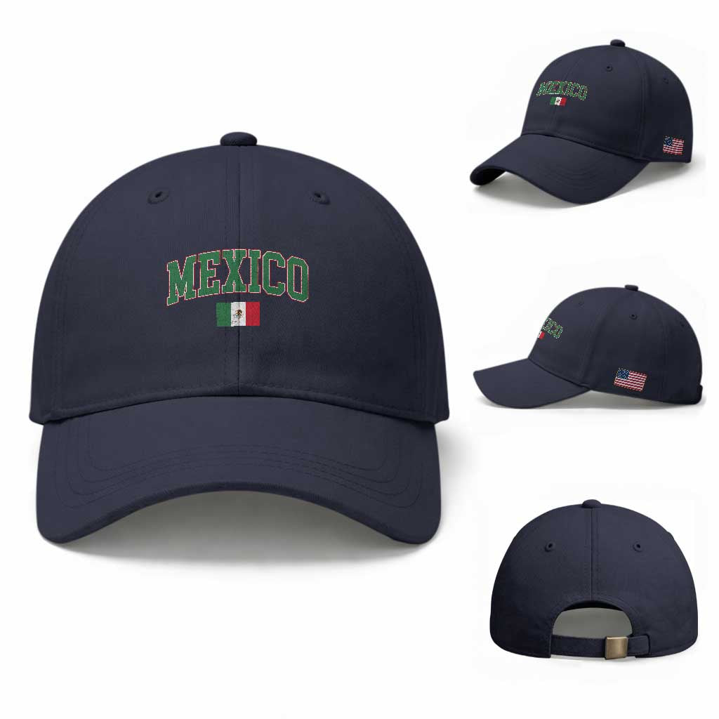 Mexico Flag Vintage Mexican Pride Heritage Baseball Cap TS11 Baseball Cap Universal Fit Navy Print Your Wear