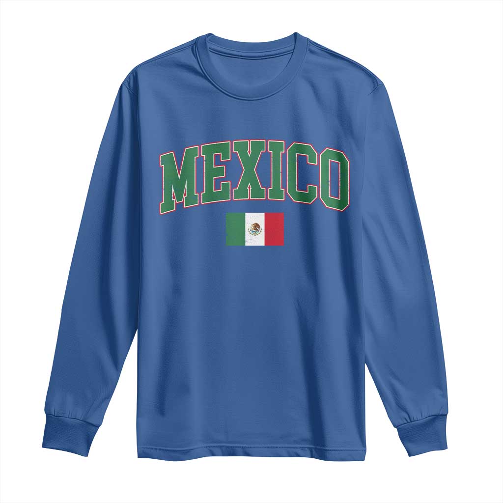 Mexico Flag Vintage Mexican Pride Heritage Long Sleeve Shirt TS11 Royal Blue Print Your Wear