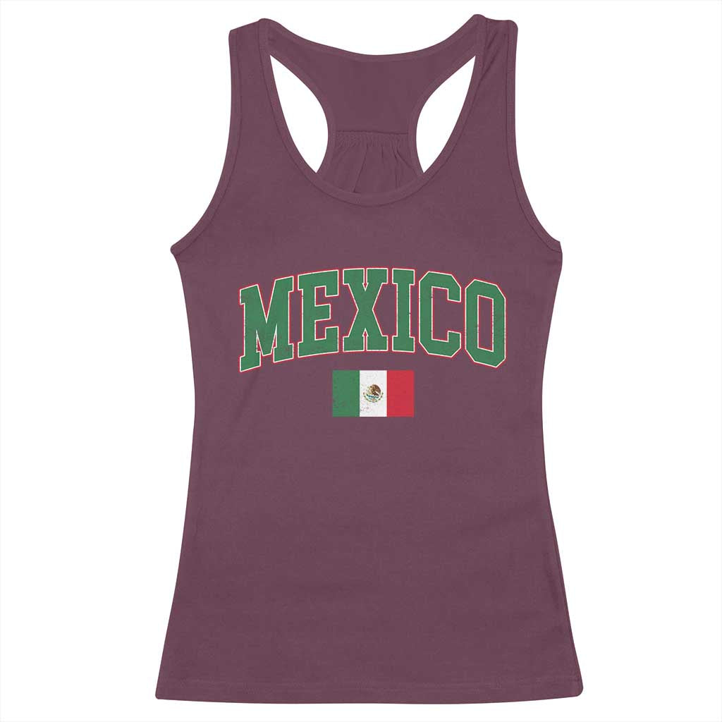 Mexico Flag Vintage Mexican Pride Heritage Racerback Tank Top TS11 Maroon Print Your Wear