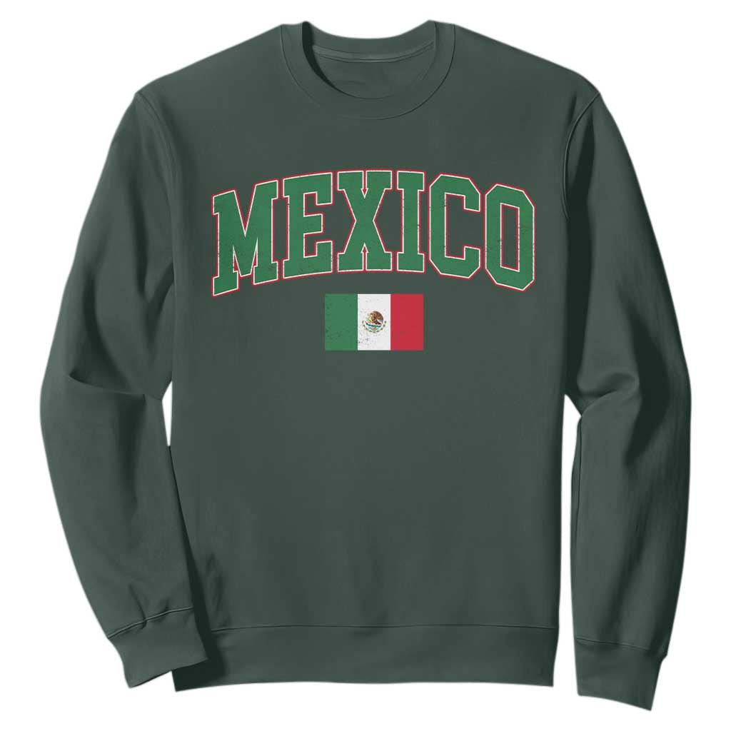 Mexico Flag Vintage Mexican Pride Heritage Sweatshirt TS11 Dark Forest Green Print Your Wear