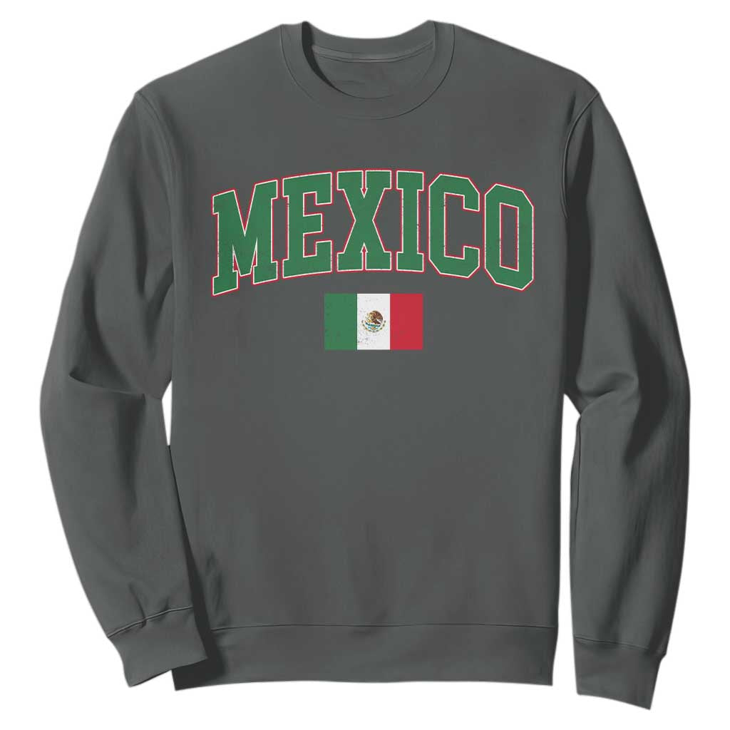 Mexico Flag Vintage Mexican Pride Heritage Sweatshirt TS11 Dark Heather Print Your Wear