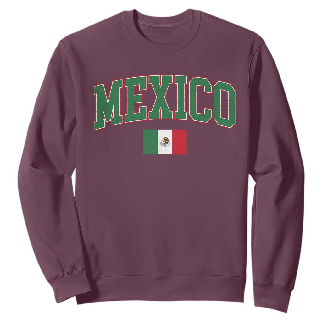 Mexico Flag Vintage Mexican Pride Heritage Sweatshirt TS11 Maroon Print Your Wear