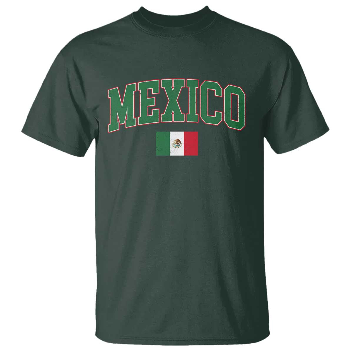 Mexico Flag Vintage Mexican Pride Heritage T Shirt TS11 Dark Forest Green Print Your Wear