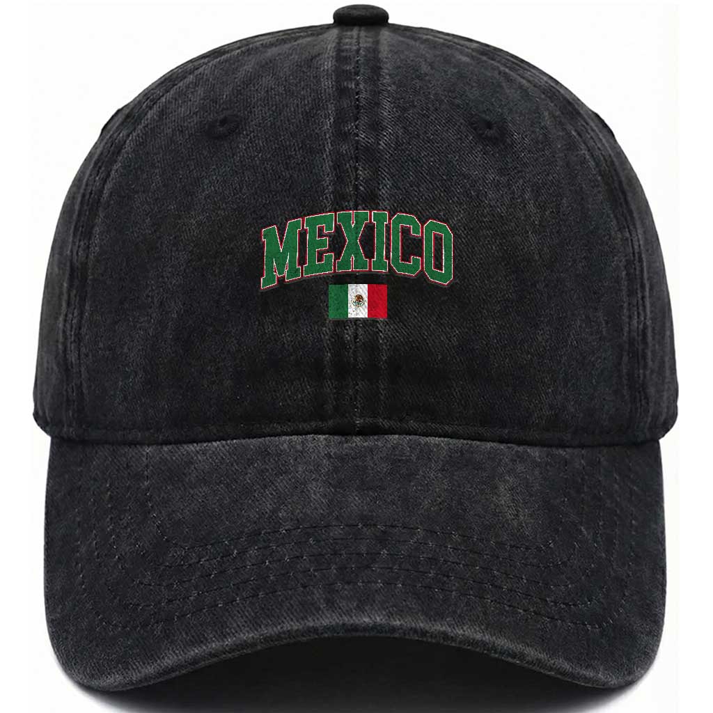 Mexico Flag Vintage Mexican Pride Heritage Washed Cotton Baseball Cap TS11 Print Your Wear
