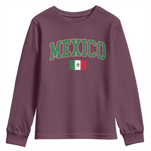 Mexico Flag Vintage Mexican Pride Heritage Youth Sweatshirt TS11 Maroon Print Your Wear