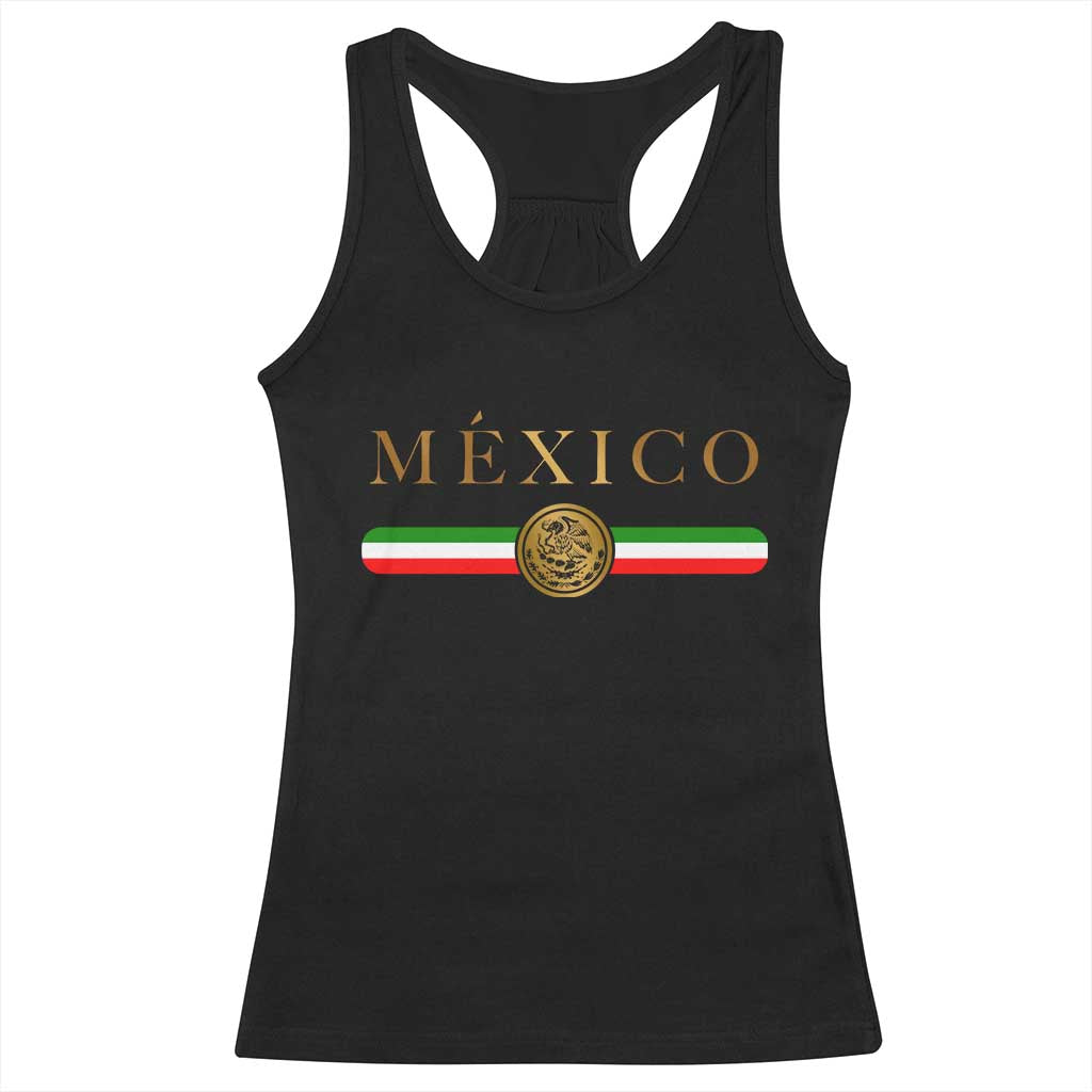 Mexican Heritage Pride Racerback Tank Top Mexico Vintage Flag Coat of Arms Graphic TS11 Black Print Your Wear