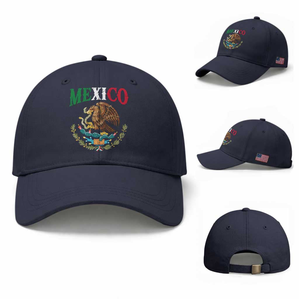 Mexican Coat Of Arms Mexico Vintage Flag Baseball Cap TS11 Baseball Cap Universal Fit Navy Print Your Wear