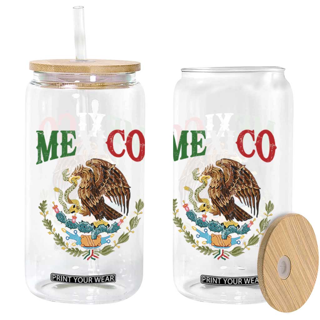 Mexican Coat Of Arms Mexico Vintage Flag Glass Can TS11 Print Your Wear