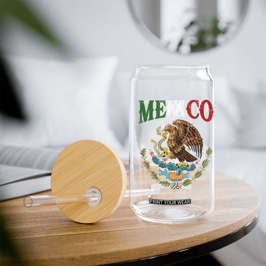 Mexican Coat Of Arms Mexico Vintage Flag Glass Can TS11 Print Your Wear